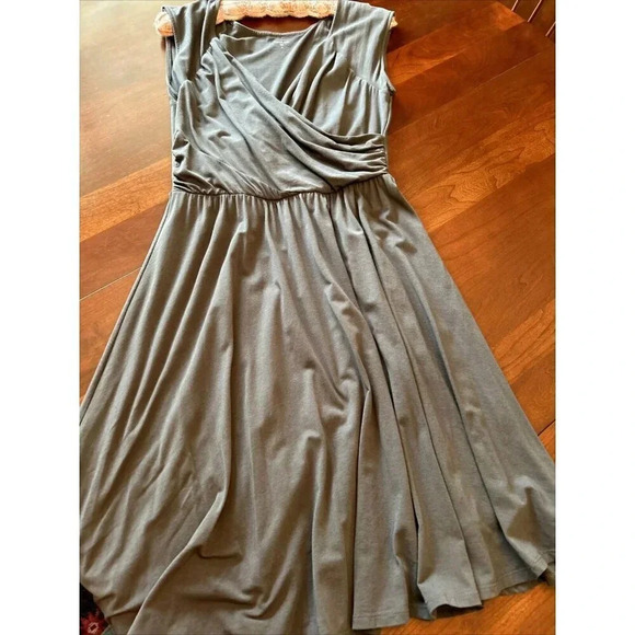 Garnet Hill Womens M Midi Dress Soft Knit Gray Sleeveless Career Casual Workwear - Picture 7 of 11